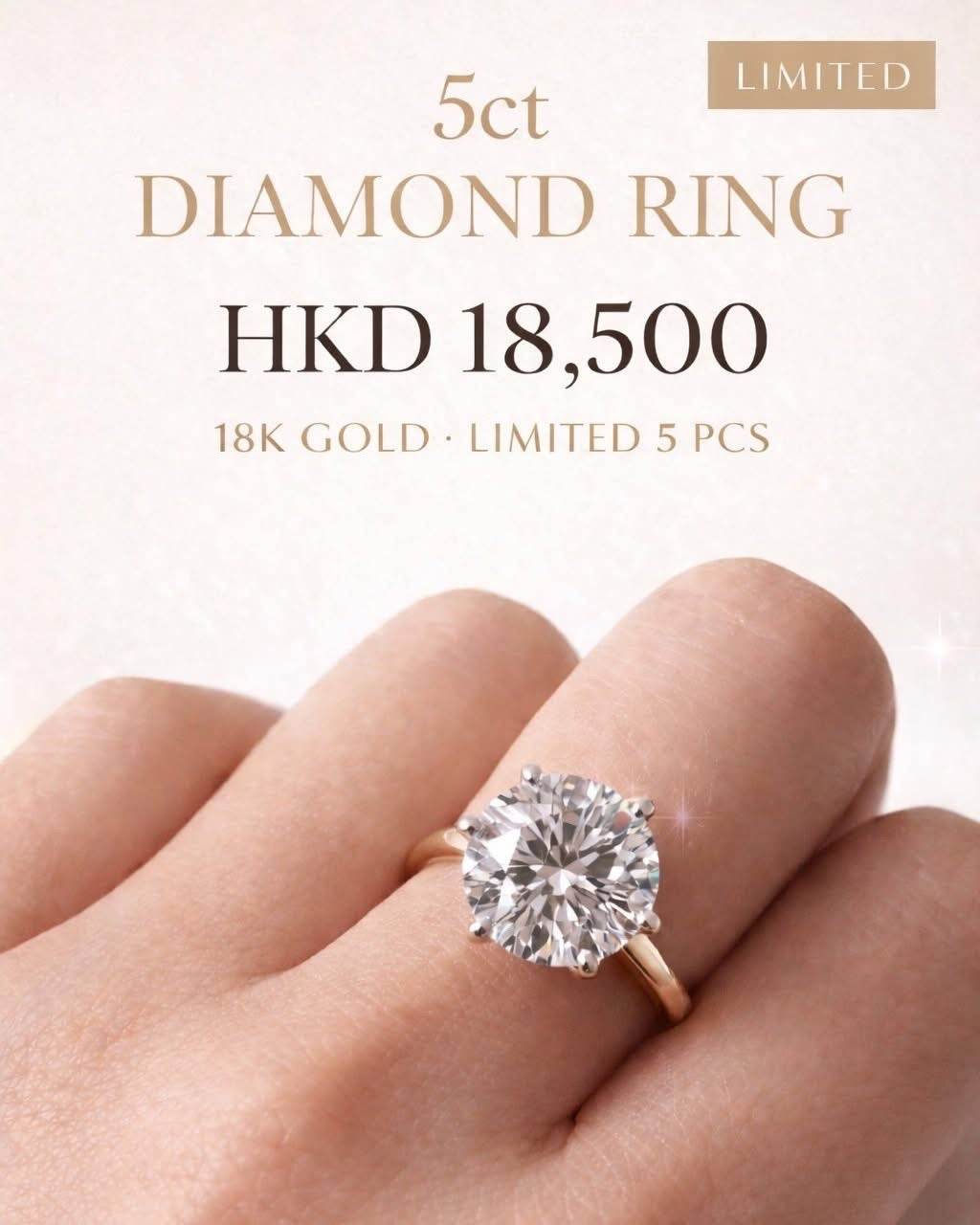 18KG 5Carat Lab Grown Diamond Ring