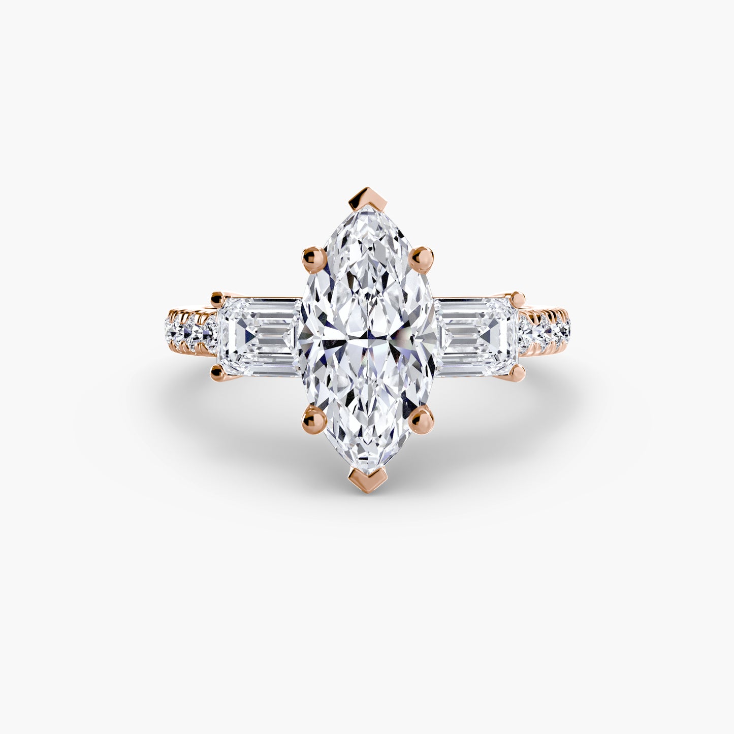 Three-Stone Ring with Pavé Band 4