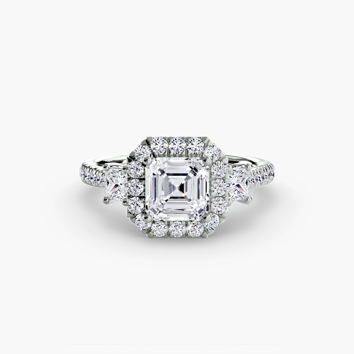 Three-Stone Ring with Halo 2