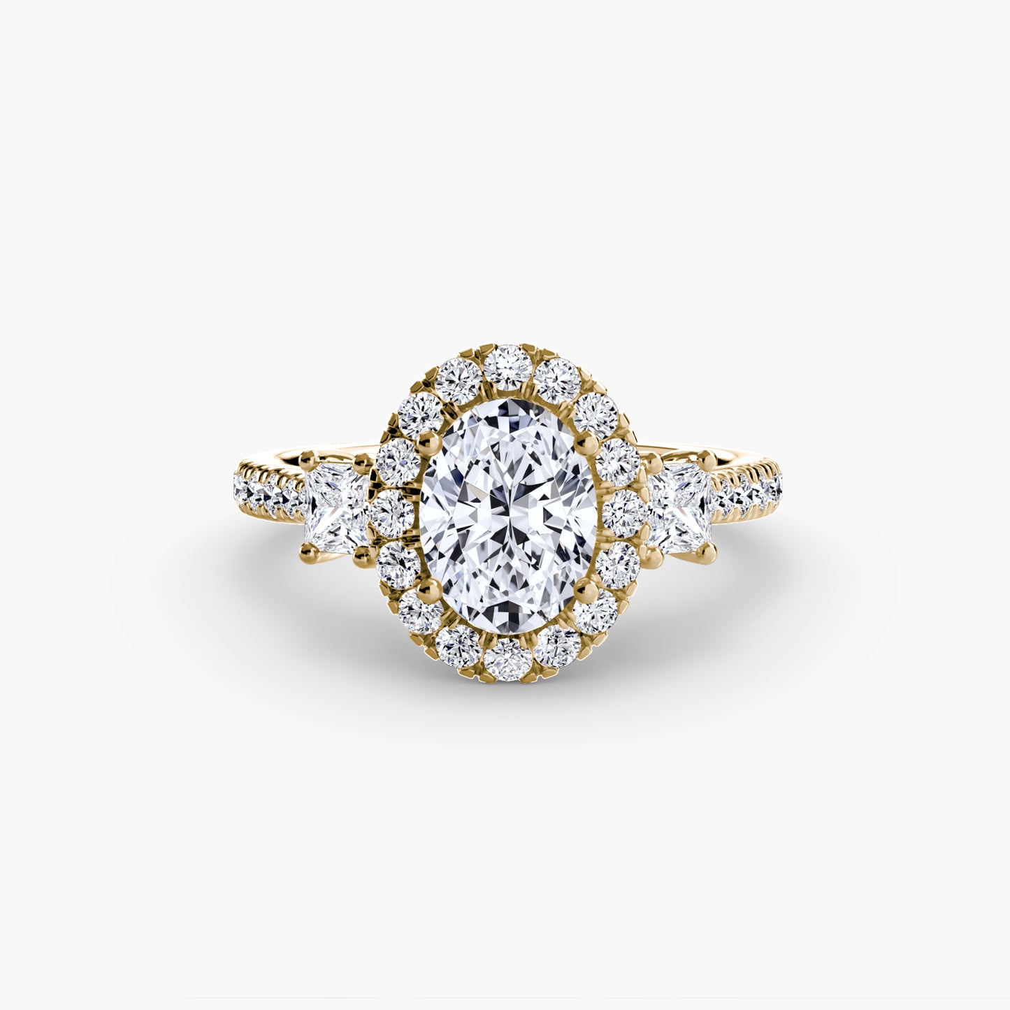 Three-Stone Ring with Halo 2